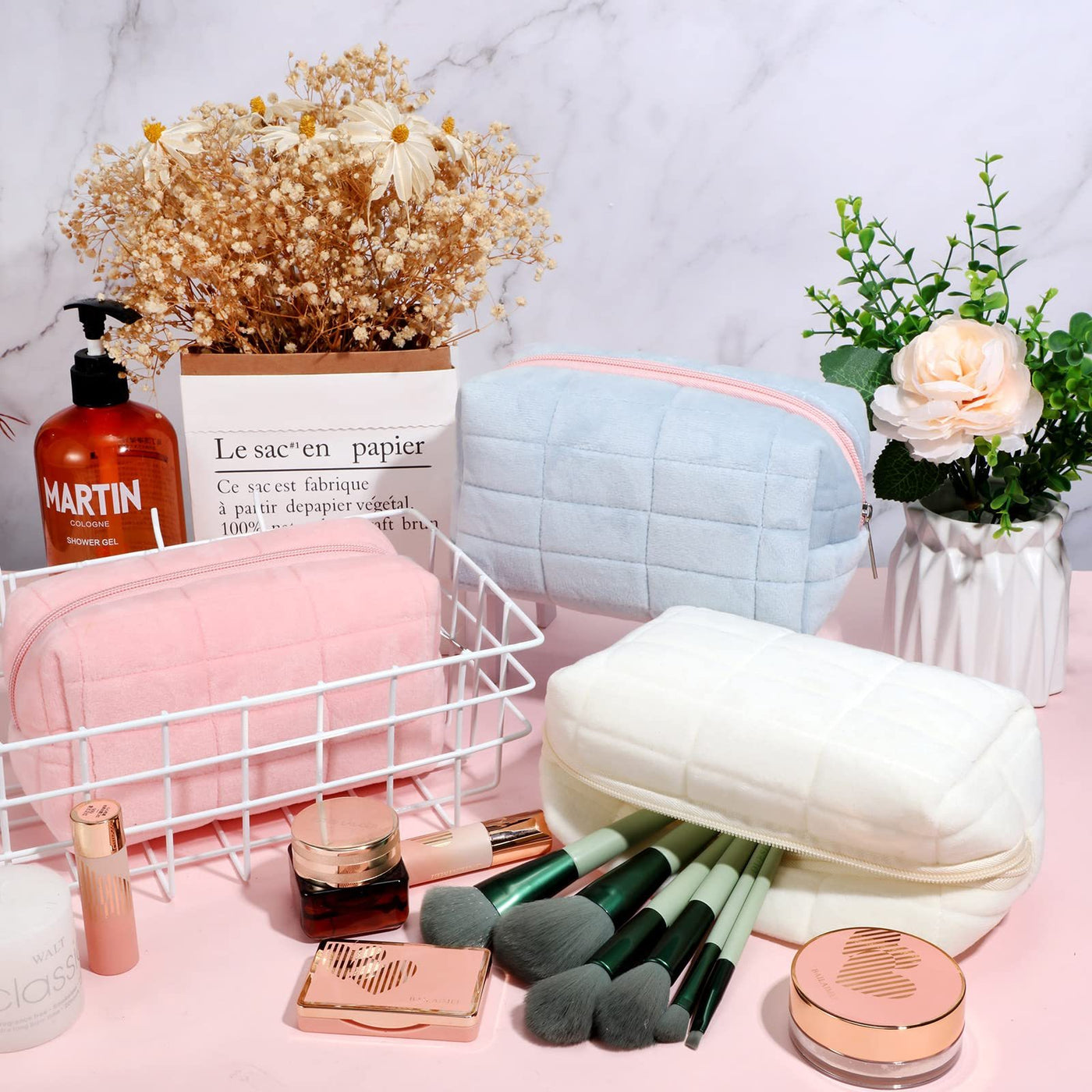 Portable Plush Makeup Bag